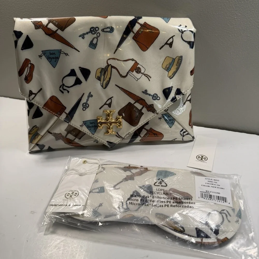 Tory Burch Clutch Purse & Sleep Mask NEW